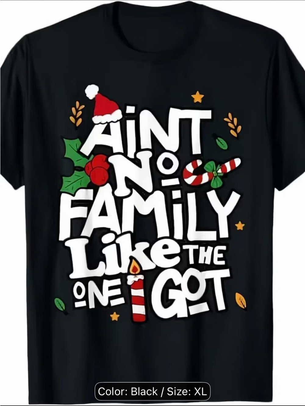 Black Kids' Holiday Graphic Tee - 'Ain't No Family Like The One I Got'